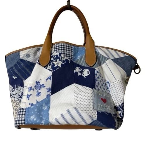 Polo Ralph Lauren Made With Love Denim Patchwork Bellport Tote Handbag Purse