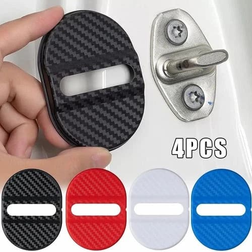 4Pcs Carbon Fibre Car Door Lock Protective Cover Sticker Trim Car Accessories US