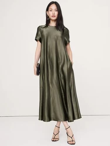 Bananarepublic - Italian Satin Trapeze Maxi Dress - Selling Fast