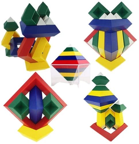 Pyramid Stacking Toy Building Blocks 3D Puzzle Brain Teasers for Kids and Adu...