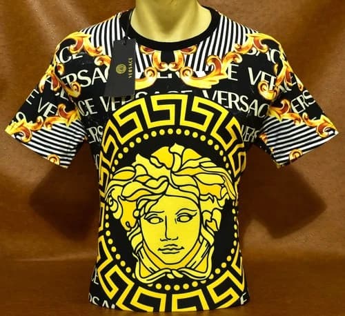 Men’s VERSACE Fashion T-Shirt Cotton Stretch Short Sleeve Crew Neck Slim Tee