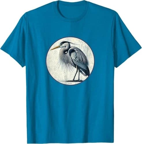 Great Blue Heron T-Shirt Retro Bird Tee Design 10 Colors by Bird.Fan