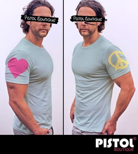 Pistol Boutique Men's PEACE & AND LOVE HEART LOGO Sleeve Print Fashion T-shirt