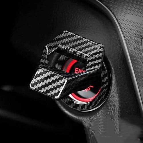 Carbon Car Fiber Engine Start Stop Push Button Switch Cover Trim Accessories