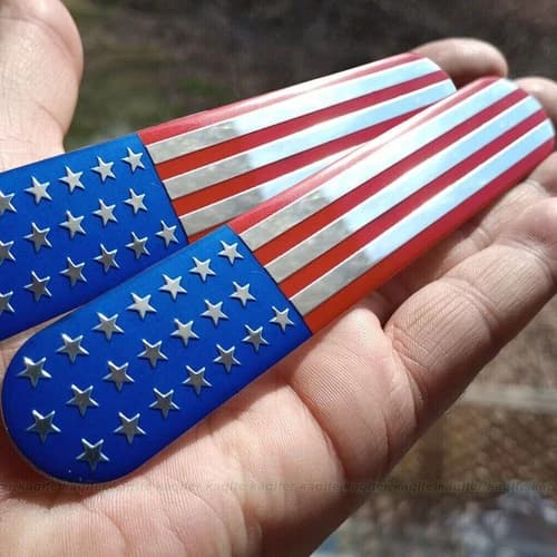 2pcs 3D American Flag Emblem Metal Sticker Side Fender Badge Car Accessories
