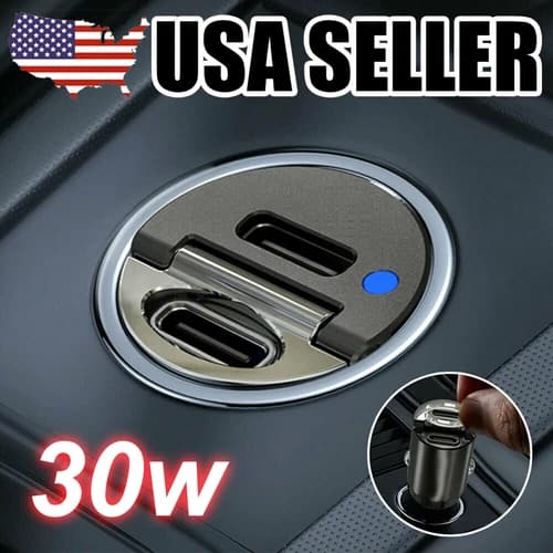 Mini Dual USB PD Type-C Car Phone Charger 30W Fast Charge Adapter Accessories