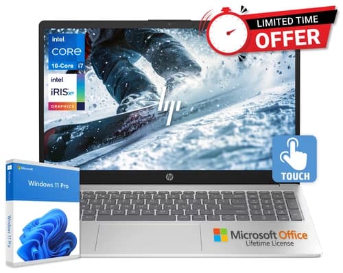 HP 15.6" Touch Laptop, 10-Core Intel i7, 16GB RAM & 512GB SSD, Win11 Pro +Office