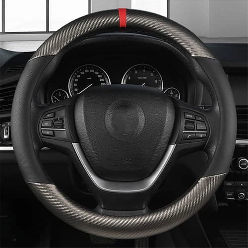 For Ford Car Steering Wheel Cover Carbon Fiber PVC Leather Anti-slip Accessories