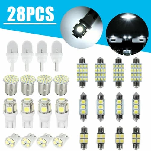 28x 6000K LED Interior Lights Bulbs Kit Dome License Plate Lamps Car Accessories