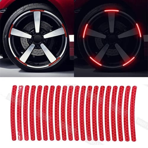 20x Red Reflective Strip Car Wheel Hub Rim Stripe Tape Sticker Decal Accessories
