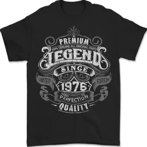 Premium Legend 50th Birthday 1976 Mens T-Shirt 100% Cotton
