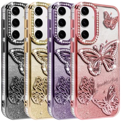 For Samsung Galaxy A16 Phone Case Electroplated Glitter Butterfly Design Cover