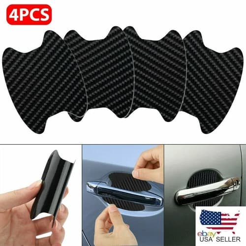 4x Carbon Fiber Car Door Handle Anti-Scratch Protector Film Stickers Accessories