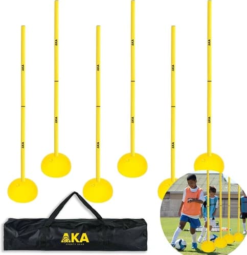 AKA Sports 6 x 1m Agility Poles with Water Filled Bases for Soccer, Field