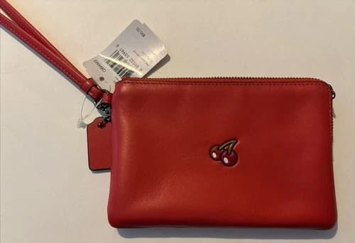 Coach Pac-Man (Cherry) Red Wristlet NEW