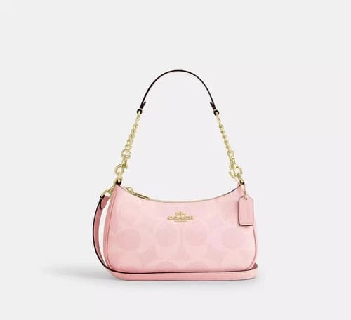 Coach Teri Shoulder Bag In Signature Canvas CAL51 Powder Pink