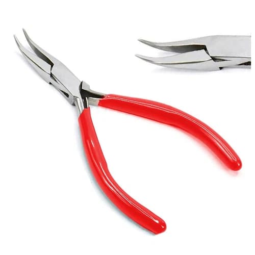 Chain Bent Nose Pliers 4.5'' With Smooth Jaws And Leaf Spring For Jewelry