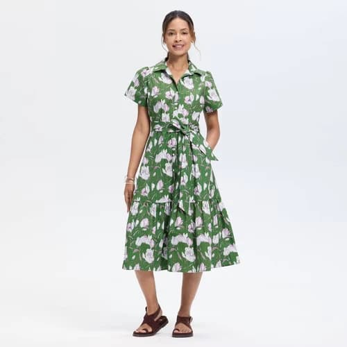 Women's Button-Down Short Sleeve Midi A-Line Dress - Universal Thread