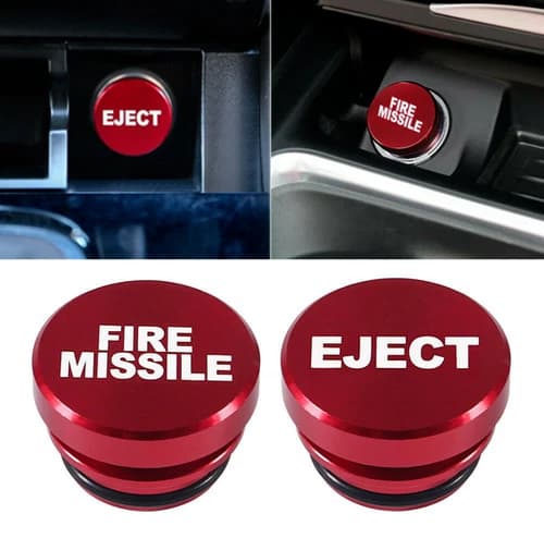 2PC Universal Fire Missile Eject Button Car Cigarette Lighter Cover Accessories