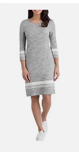 Hilary Radley WOMEN'S 3/4 Sleeve Dress ( White Grey Stripe XXL)NWT